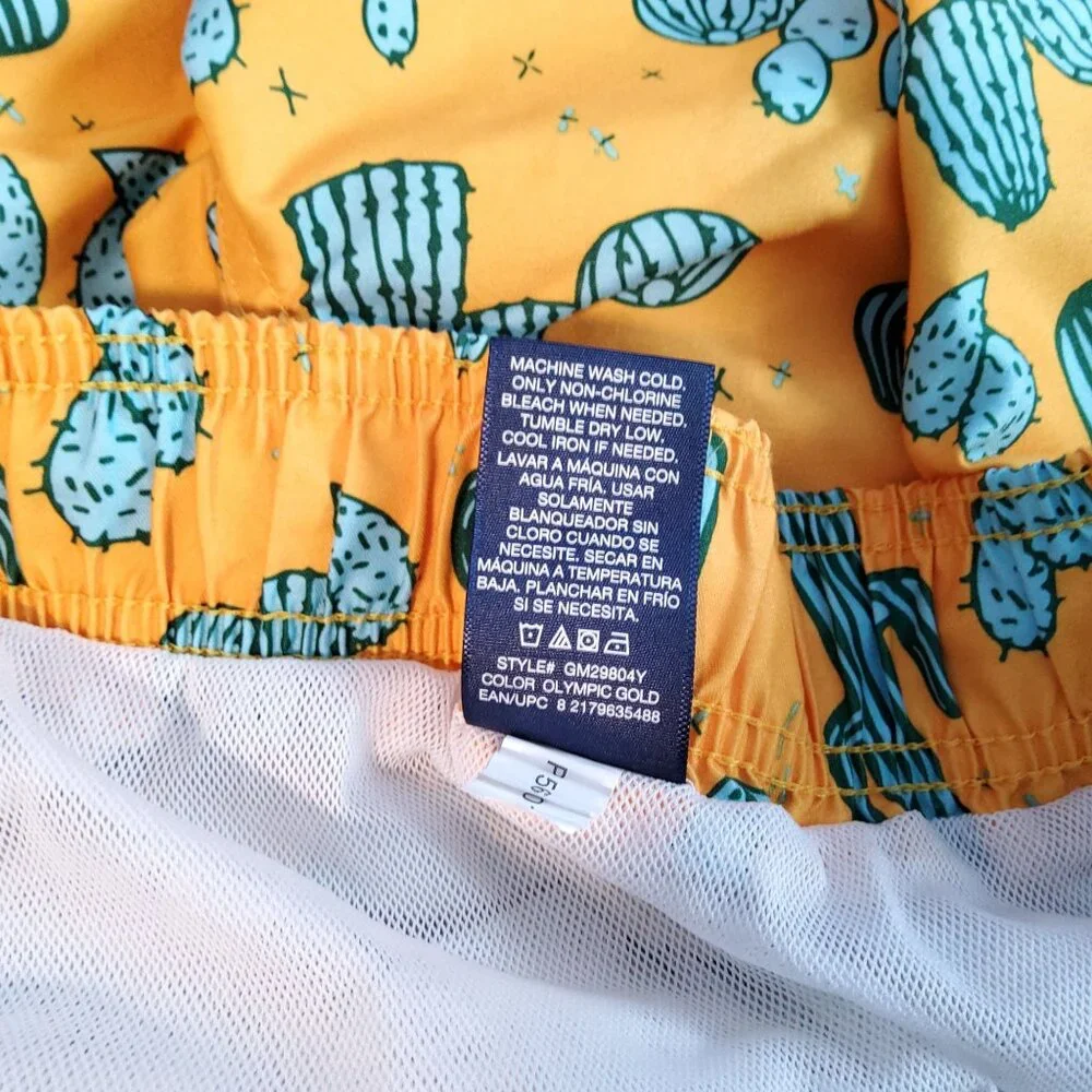 George Mens Cactus Print Swim Shorts Yellow Green Size M - Picture 4 of 8